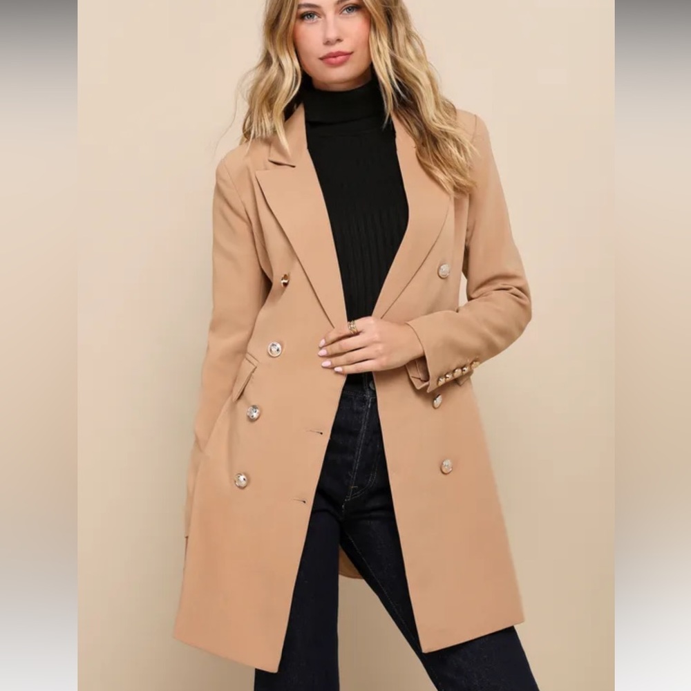 Lulu’s Captain’s Blog Tan Double-Breasted Coat